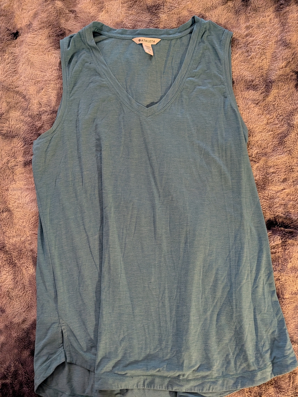 Athleta Blue-Green V-Neck Sleeveless Tank